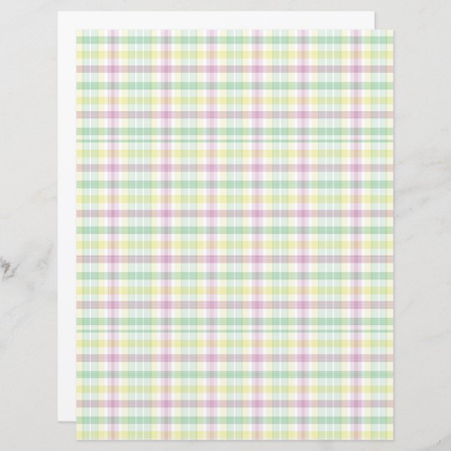 Colourful Danish Pastel Plaid Scrapbook Paper (Front/Back)