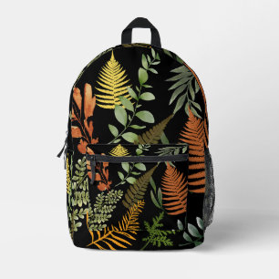 Colourful Dark Fern Botanical Foliage Floral  Printed Backpack