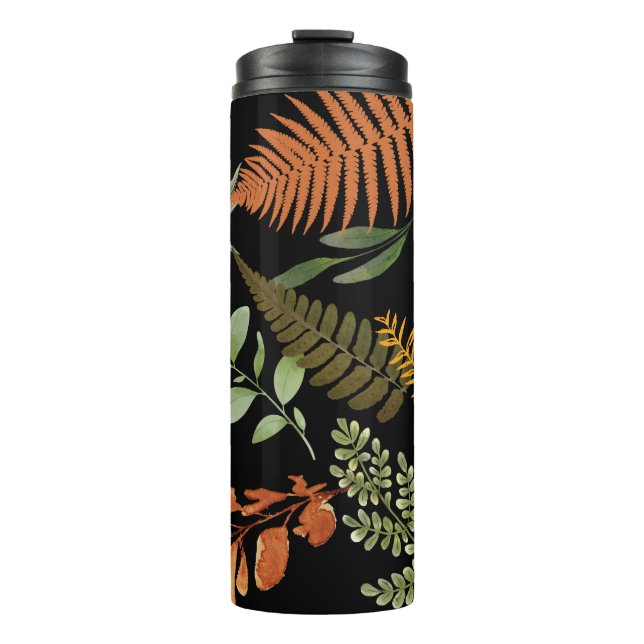 Colourful Dark Fern Botanical Foliage Floral  Thermal Tumbler (Front)