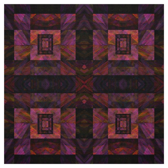 Colourful Dark Galaxy Of Blocks Artwork Fabric (Swatch)