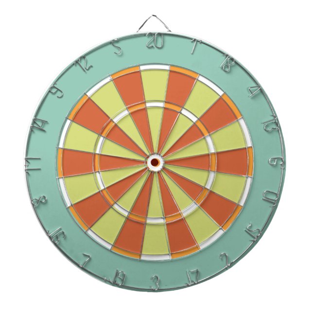 Colourful Dart Board in Aqua and Orange (Front)