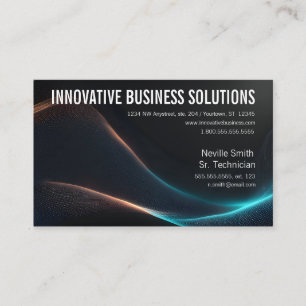 Colourful Data Tech Particle Waves on Black Business Card