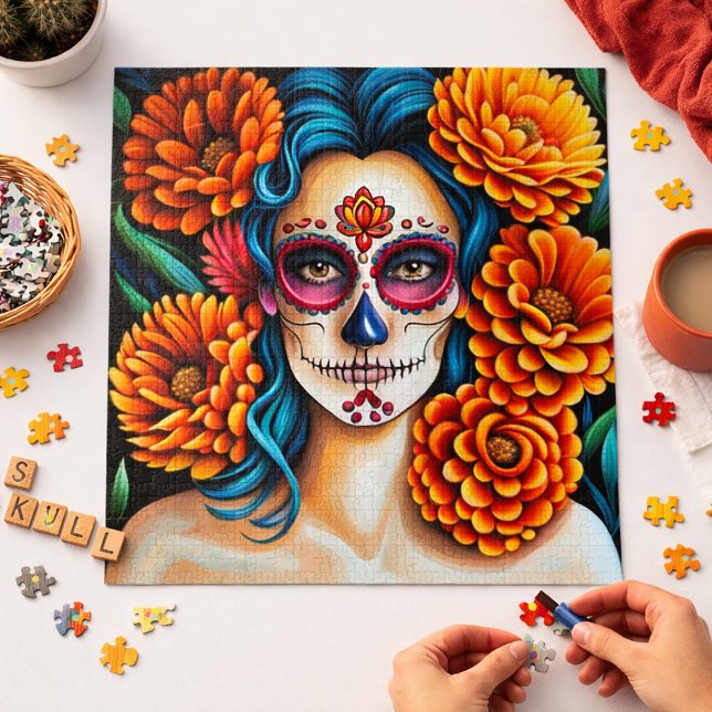 Colourful Day of the Dead Sugar Skull Art  Jigsaw Puzzle (Creator Uploaded)