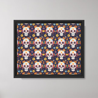 Colourful day of the dead sugar skull canvas print