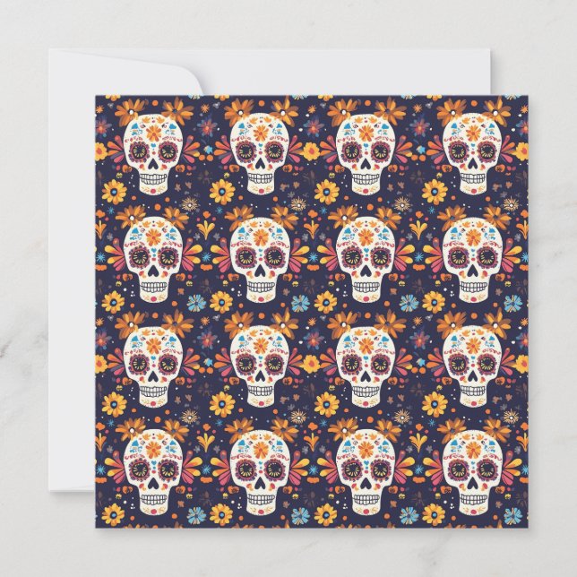 Colourful day of the dead sugar skull seamless pat (Front)