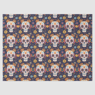 Colourful day of the dead sugar skull seamless pat tissue paper
