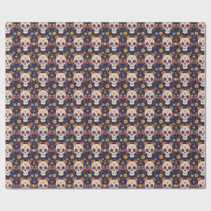 Colourful day of the dead sugar skull seamless pat wrapping paper