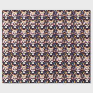 Colourful day of the dead sugar skull seamless pat wrapping paper