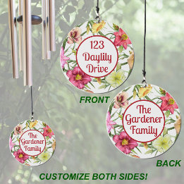 Colourful Daylilies Floral Design Personalised  Wind Chime
