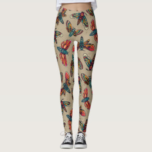 Colourful Death Moths Leggings