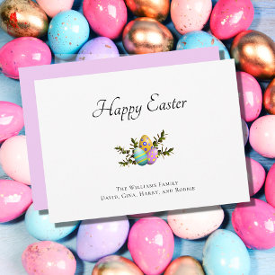 Colourful Decorated Easter Eggs Botanical    Holiday Card