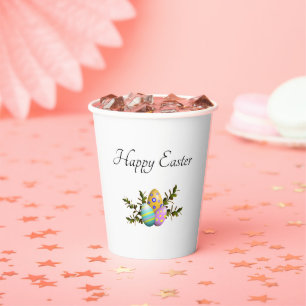 Colourful Decorated Easter Eggs Botanical Paper Cups