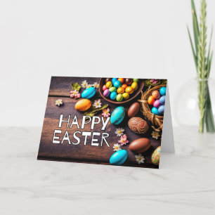Colourful Decorative Eggs Happy Easter Holiday Card