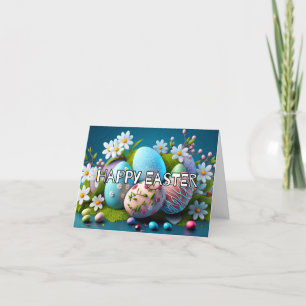 Colourful Decorative Eggs Happy Easter Holiday Card