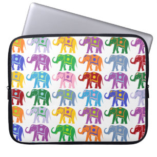 Colourful Decorative Elephants Pattern Laptop Sleeve