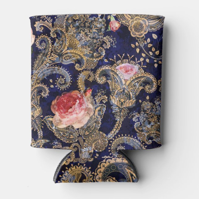 Colourful Decorative Flowers Batik Can Cooler (Front)