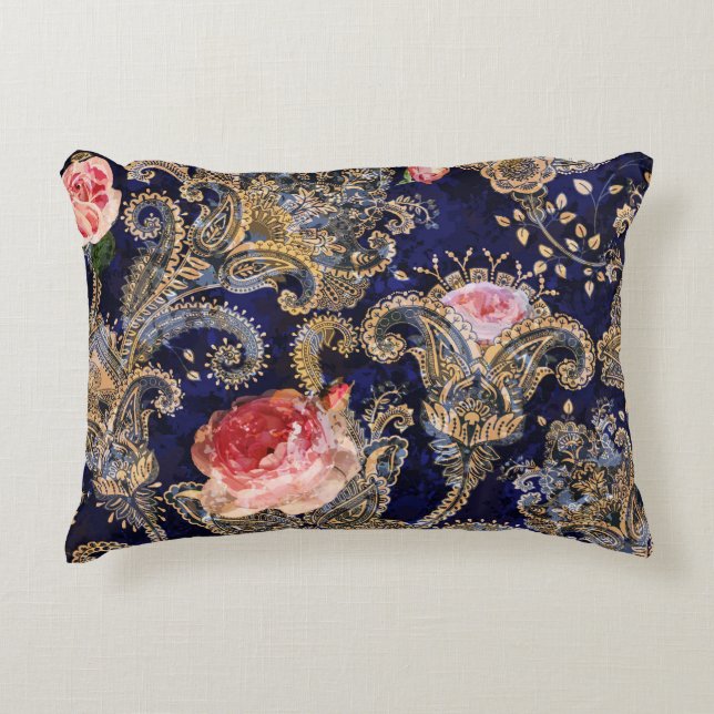 Colourful Decorative Flowers Batik Decorative Cushion (Front)