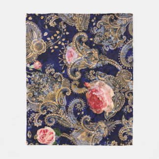 Colourful Decorative Flowers Batik Fleece Blanket