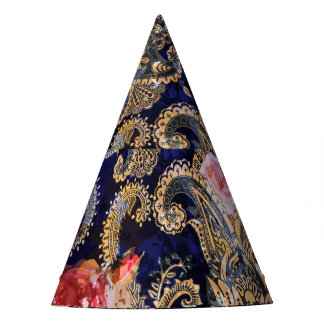 Colourful Decorative Flowers Batik Party Hat