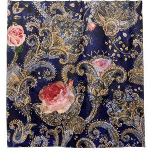 Colourful Decorative Flowers Batik Shower Curtain