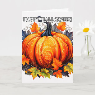 Colourful Decorative Happy Halloween Pumpkin Card