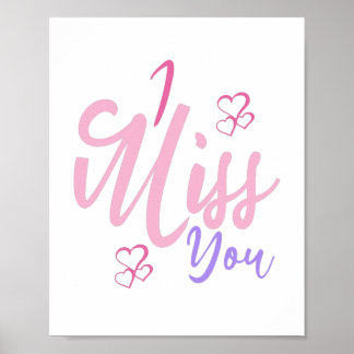 Colourful Decorative I Miss You Design Poster