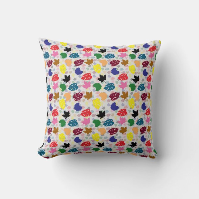 Colourful Decorative Leaf Abstract Shapes Cushion (Front)