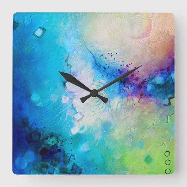 Colourful decorative square clock (Front)