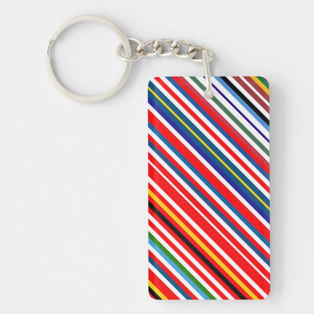 Colourful decorative stripes key ring (Front)
