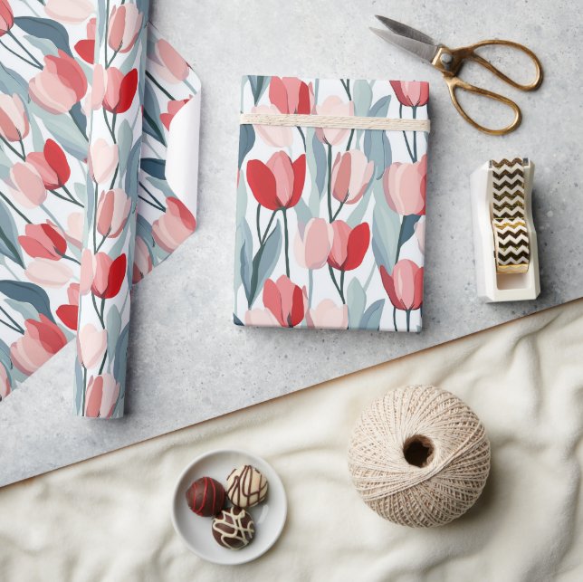Colourful Decorative Tulip Bouquet Wrapping Paper (Crafts)