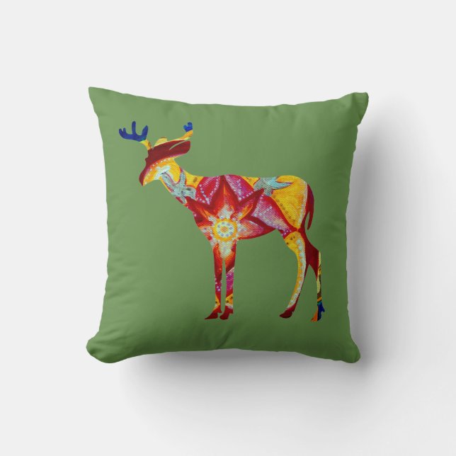 Colourful Deer Throw Cushion 41 x 41 cm (Front)