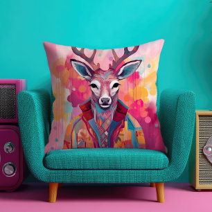 Colourful Deer Throw Pillow