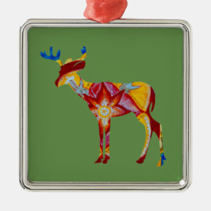 Colourful DeerPremium Square Ornament
