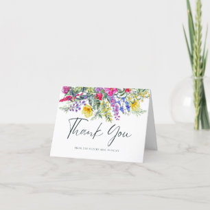 Colourful Delicate Wildflowers Floral Bouquet Thank You Card