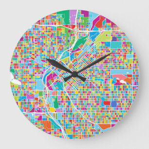 Colourful Denver Map Large Clock