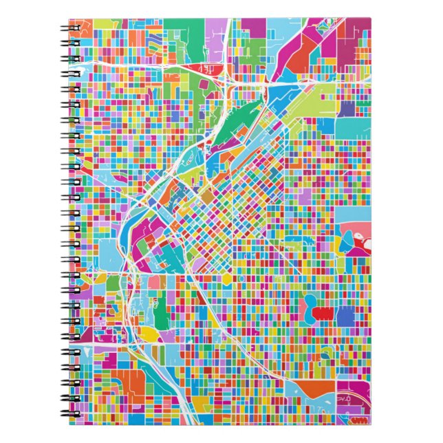 Colourful Denver Map Spiral Notebook (Front)