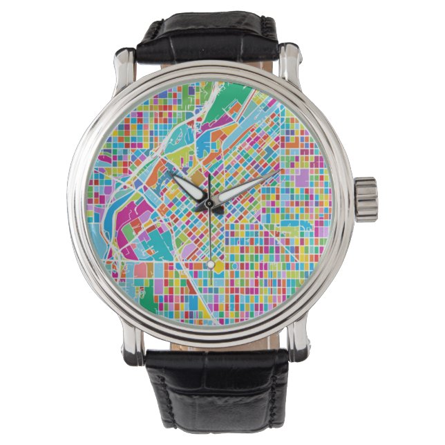 Colourful Denver Map Watch (Front)