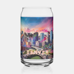Colourful Denver Skyline Can Glass