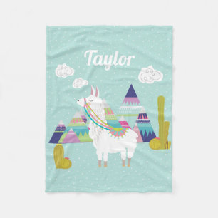 Colourful Desert Alpaca Personalised Fleece Blanke Blanket