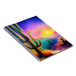 Colourful desert sunset notebook