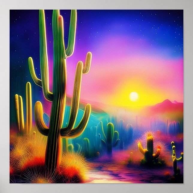 Colourful desert sunset  poster (Front)