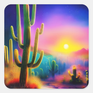 Colourful desert sunset  square sticker