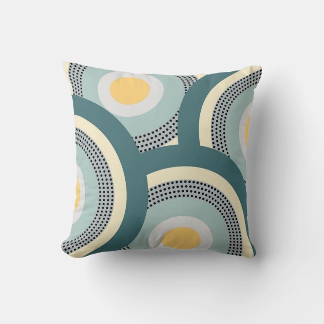 Colourful design circles and polka dots decoration cushion (Front)