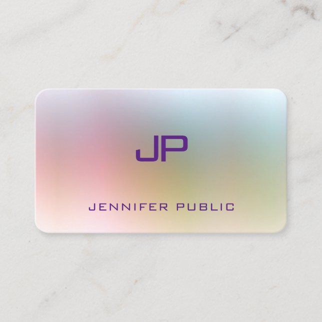 Colourful Design Elegant Monogram Minimalist Trend Business Card (Front)