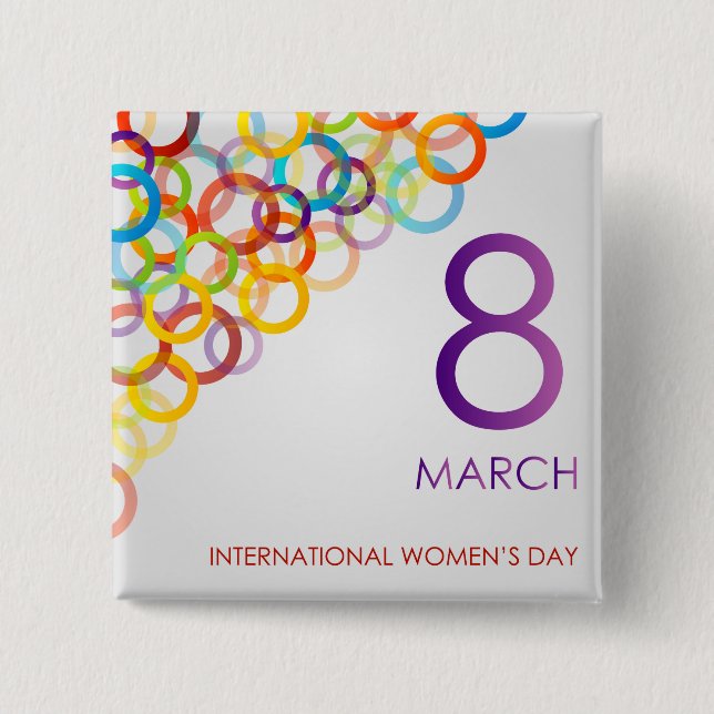 Colourful design for womens day 15 cm square badge (Front)