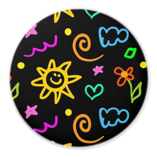 Colourful design of background for kids ceramic knob (Front)