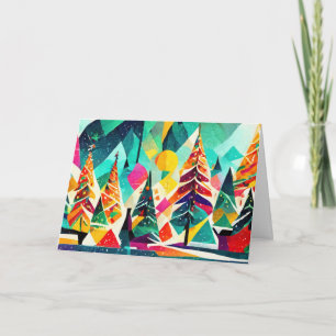 Colourful design of Christmas trees Card