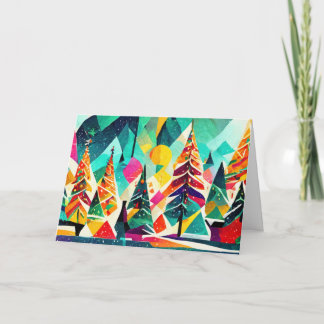 Colourful design of Christmas trees Card