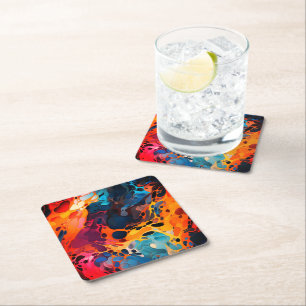 Colourful Design Square Paper Coaster