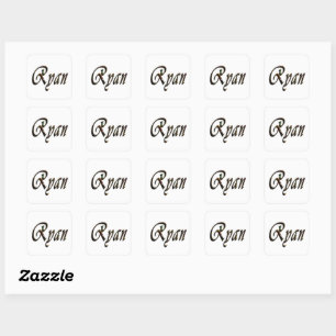 Colourful Designed Ryan Name, Square Sticker